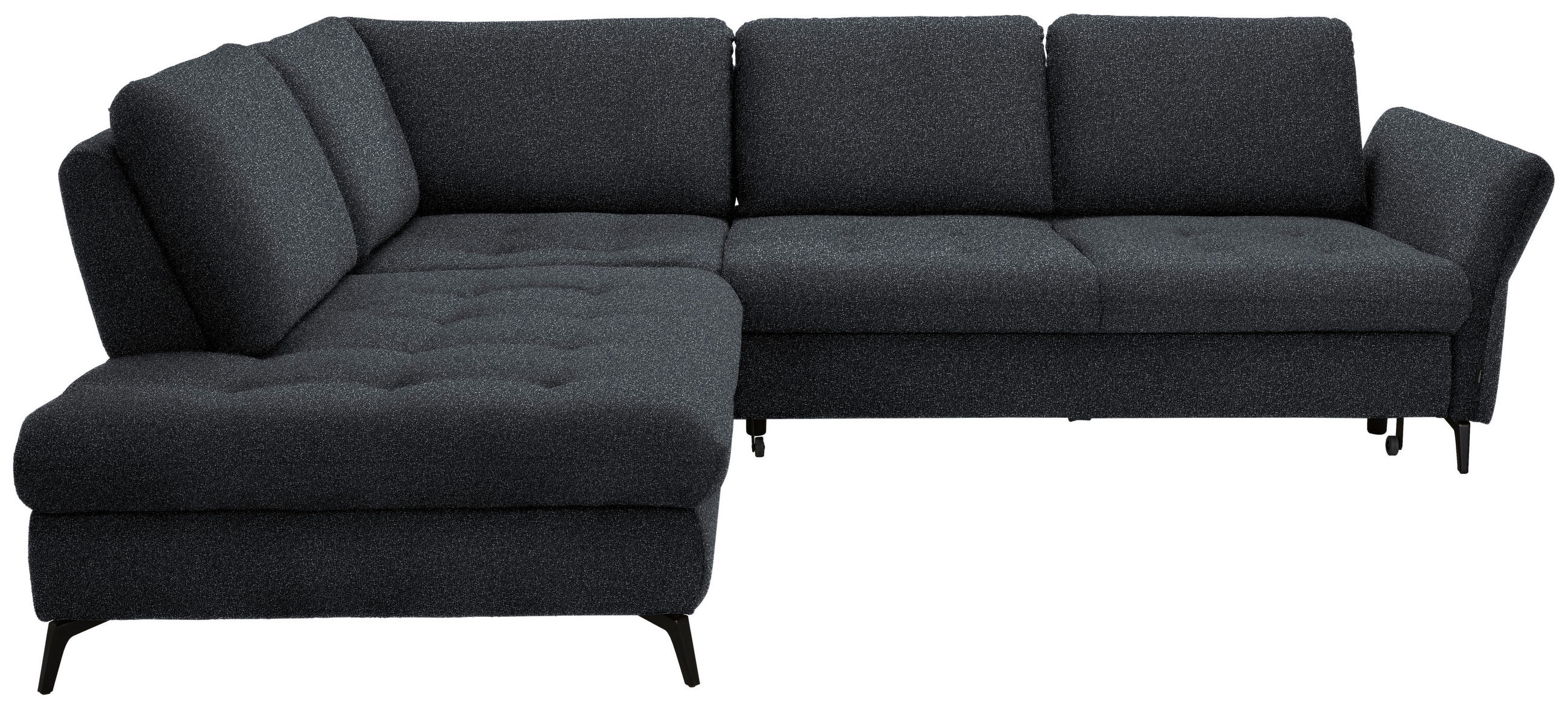 ECKSOFA in Bouclé Schwarz  - Schwarz, Natur, Textil/Metall (233/288cm) - Valnatura