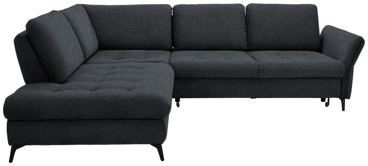 ECKSOFA in Bouclé Schwarz  - Schwarz, Natur, Textil/Metall (233/288cm) - Valnatura