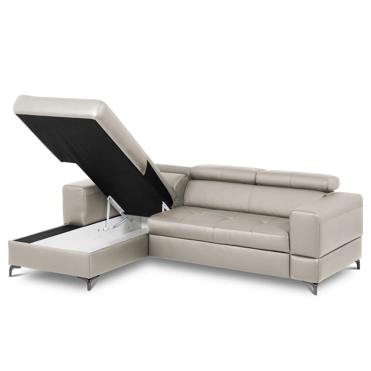 ECKSOFA  in Lederlook Echtleder Platinfarben  173/247 cm  - Platinfarben/Schwarz, Design, Leder/Textil (173/247cm) - Livetastic