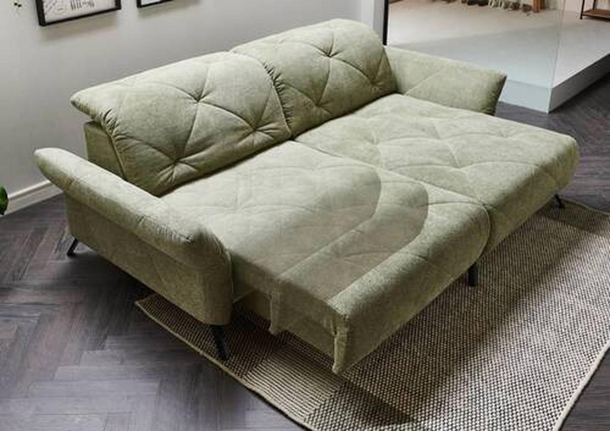 ECKSOFA in Webstoff Grün  - Schwarz/Grün, Design, Textil/Metall (173/244cm) - Moderano