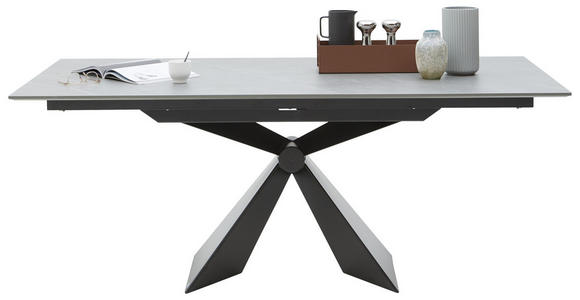 ESSTISCH in Metall, Keramik 180/90/77 cm  - Schwarz/Grau, Design, Keramik/Metall (180/90/77cm) - Dieter Knoll