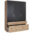 KLEIDERSCHRANK  in Dunkelgrau, Eiche Artisan  - Dunkelgrau/Silberfarben, Design, Holzwerkstoff/Kunststoff (136/197/54cm) - Carryhome