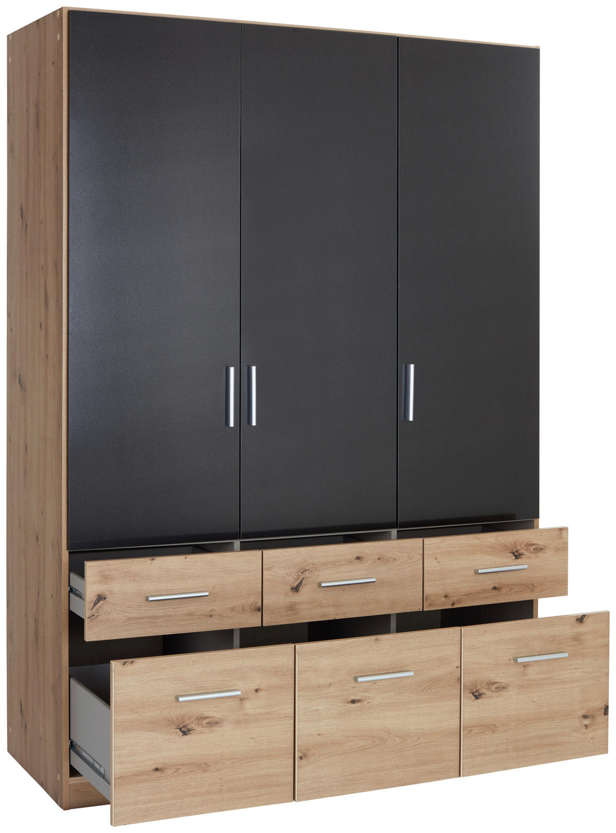 KLEIDERSCHRANK in Dunkelgrau, Eiche Artisan  - Dunkelgrau/Silberfarben, Design, Holzwerkstoff/Kunststoff (136/197/54cm) - Carryhome