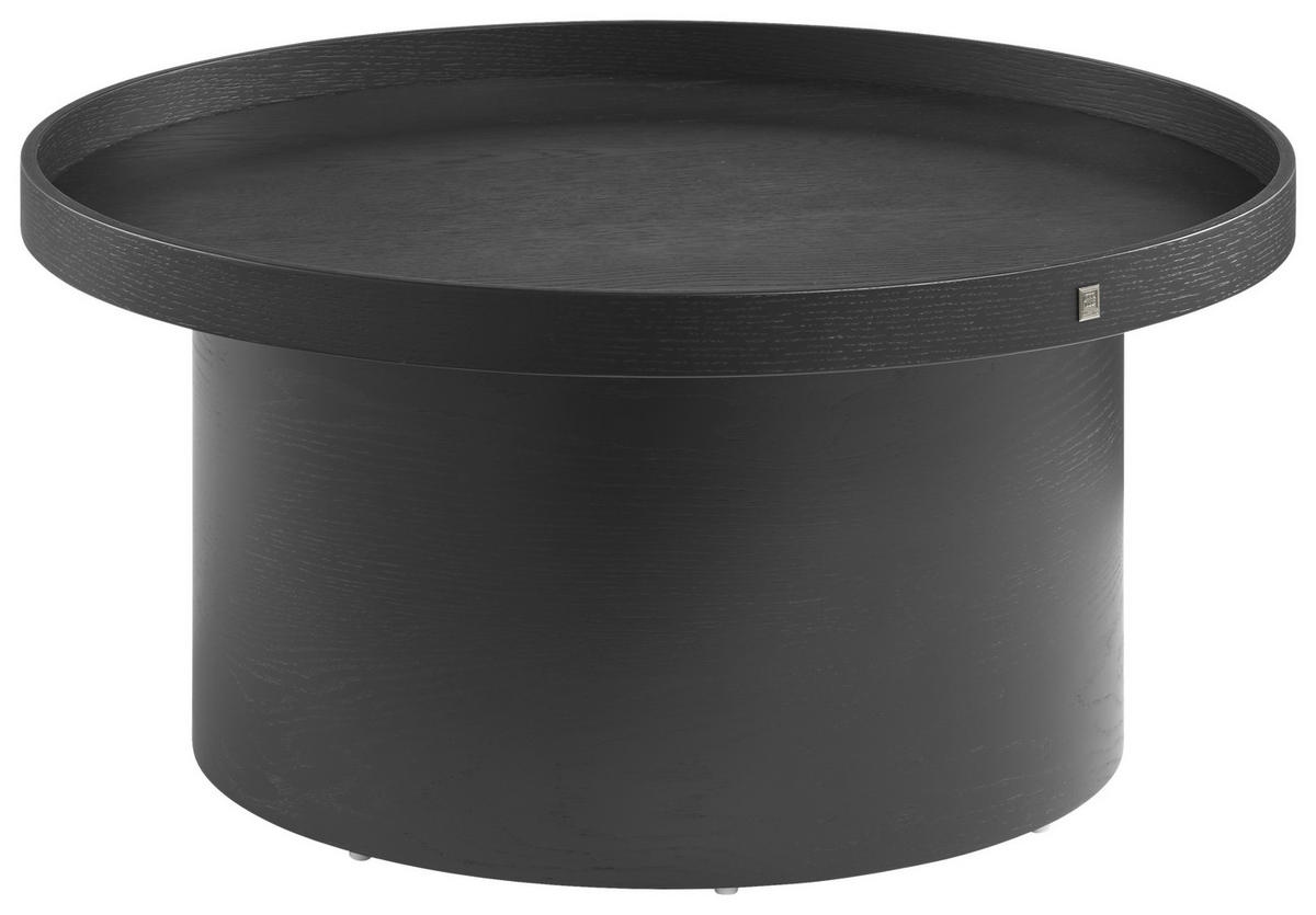 COUCHTISCH JUSTB! Eiche furniert 75/75/36 cm rund Schwarz  - Schwarz, Design, Holz (75/75/36cm) - Musterring