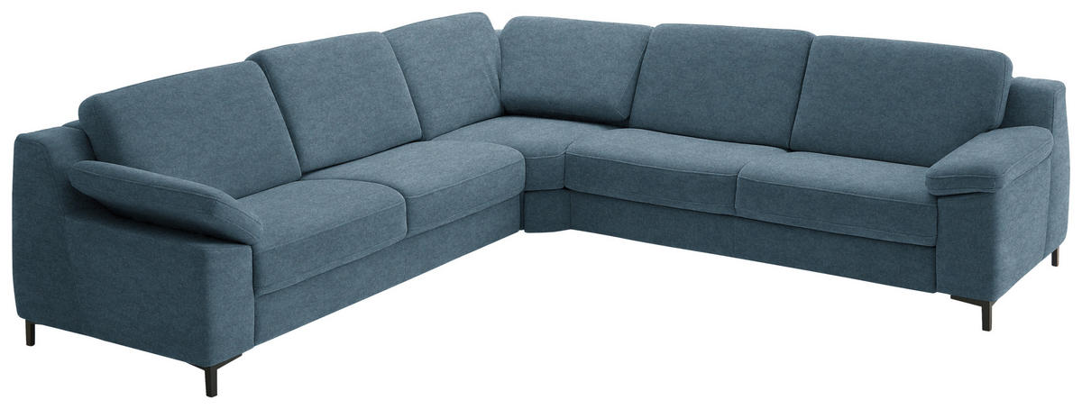 ECKSOFA in Chenille Blau  278/278 cm  - Blau/Schwarz, Design, Textil/Metall (278/278cm) - Valdera