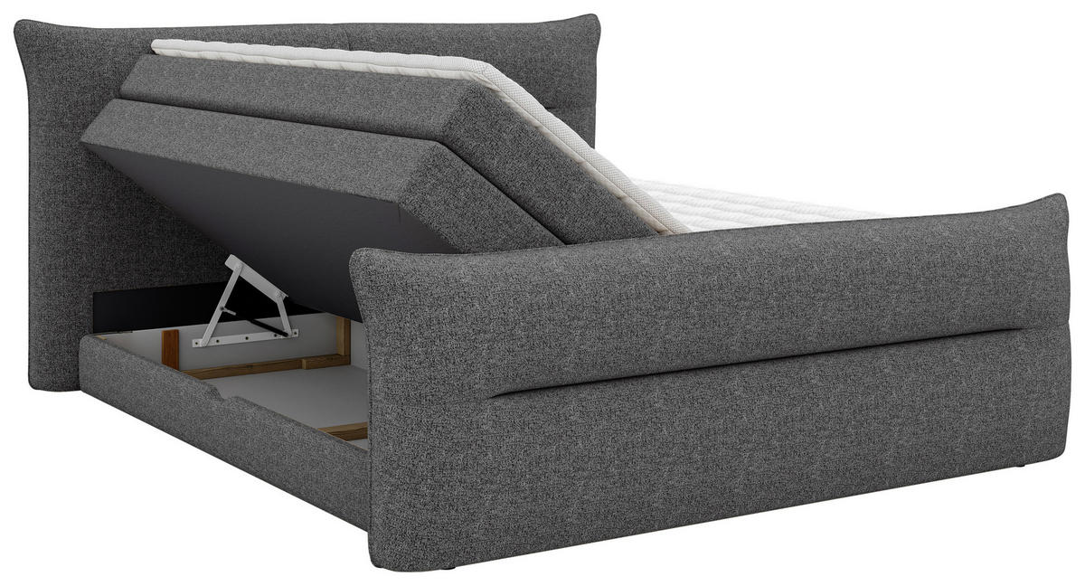 BOXSPRINGBETT 180/200 cm  in Anthrazit  - Anthrazit/Schwarz, Design, Kunststoff/Textil (180/200cm) - Chameo