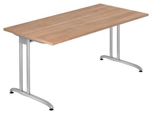 SCHREIBTISCH 160/80/72 cm in Nussbaumfarben - Silberfarben/Nussbaumfarben, KONVENTIONELL, Holzwerkstoff/Metall (160/80/72cm) - Venda