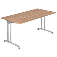 SCHREIBTISCH 160/80/72 cm  in Nussbaumfarben  - Silberfarben/Nussbaumfarben, KONVENTIONELL, Holzwerkstoff/Metall (160/80/72cm) - Venda