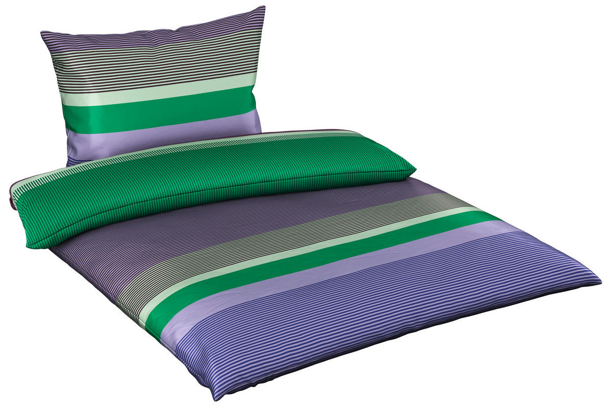 BETTWÄSCHE Satin 140/200 cm  - Salbeigrün/Lila, Basics, Textil (140/200cm) - Novel