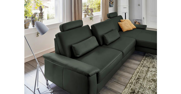 ECKSOFA in Echtleder Dunkelgrün 334/176 cm - Dunkelgrün/Schwarz, Design, Leder/Metall (334/176cm) - Dieter Knoll