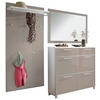 GARDEROBE 3-teilig  in 210/195/31 cm  - Taupe/Weiss, Design, Glas/Holzwerkstoff (210/195/31cm)