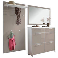 GARDEROBE 3-teilig  in 210/195/31 cm  - Taupe/Weiss, Design, Glas/Holzwerkstoff (210/195/31cm)