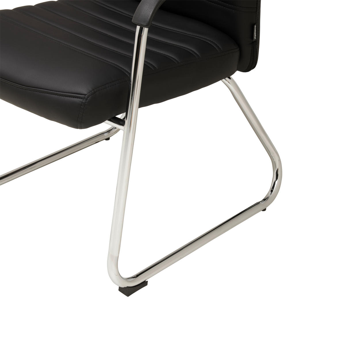 BESUCHERSTUHL  in Lederlook Schwarz, Chromfarben  - Chromfarben/Schwarz, LIFESTYLE, Holz/Kunststoff (55/92/64cm) - Livetastic