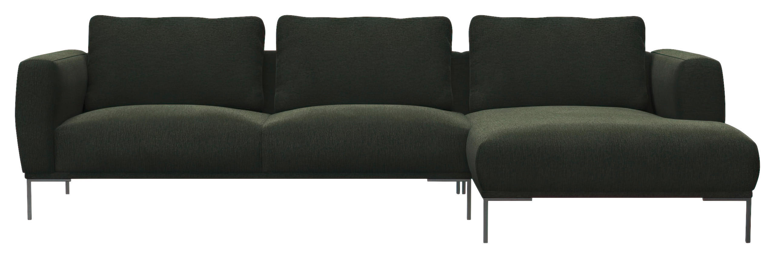 ECKSOFA Waldgrün Webstoff, Flachgewebe  - Waldgrün/Schwarz, Design, Textil/Metall (303/148cm) - Livetastic