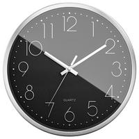WANDUHR  Schwarz, Silberfarben 30 cm  - Silberfarben/Schwarz, Basics, Metall (30cm)
