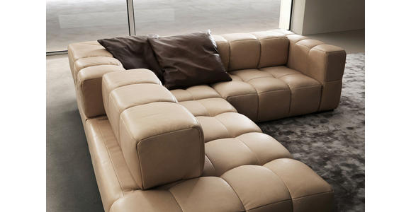 ECKSOFA in Echtleder Hellbraun 255/244 cm - Hellbraun/Schwarz, Design, Leder/Metall (255/244cm) - Emilio Belluti