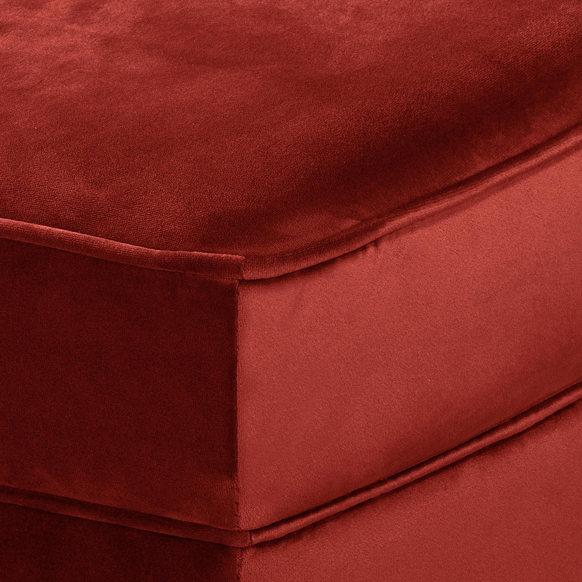 RÉCAMIERE Samt Bordeaux  - Bordeaux/Braun, Design, Holz/Textil (185/93/75cm) - Livetastic