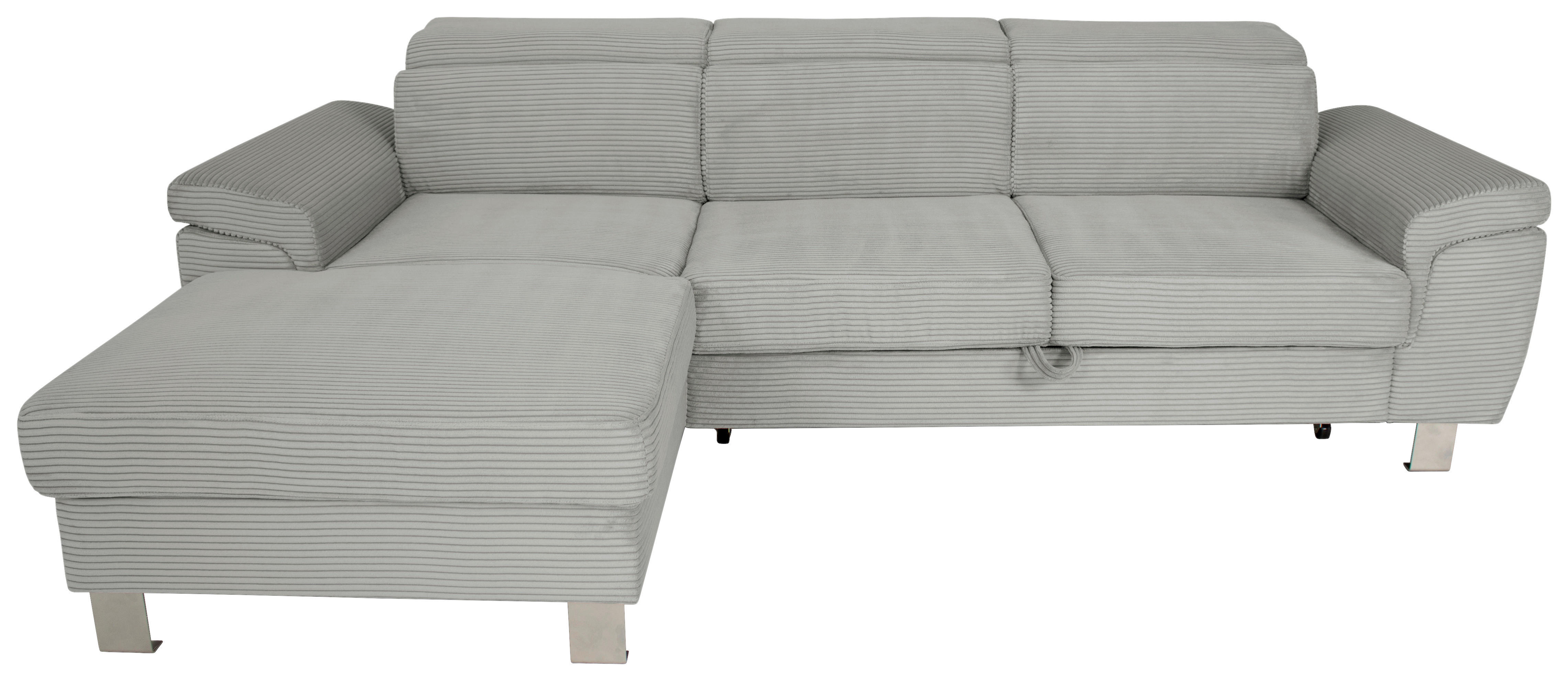 ECKSOFA in Cord Grau  - Silberfarben/Grau, Design, Textil/Metall (167/250cm) - Xora