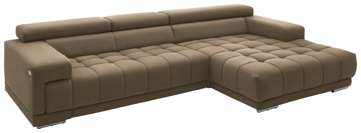 ECKSOFA  in Mikrofaser Hellbraun  335/190 cm  - Hellbraun/Silberfarben, Design, Textil/Metall (335/190cm) - Beldomo Speed