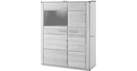 HIGHBOARD in 107/131/38 cm - Edelstahlfarben/Buchefarben, KONVENTIONELL, Glas/Holz (107/131/38cm) - Novel