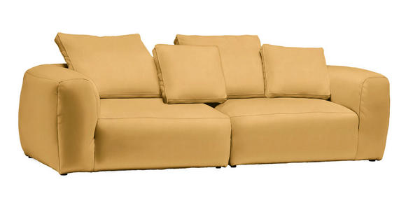 BIGSOFA in Samt Gelb  - Gelb/Schwarz, MODERN, Kunststoff/Textil (260/70/122cm) - Carryhome