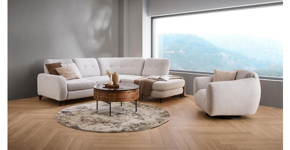 ECKSOFA in Webstoff Hellgrau 280/236 cm - Hellgrau/Schwarz, MODERN, Textil/Metall (280/236cm) - Valnatura
