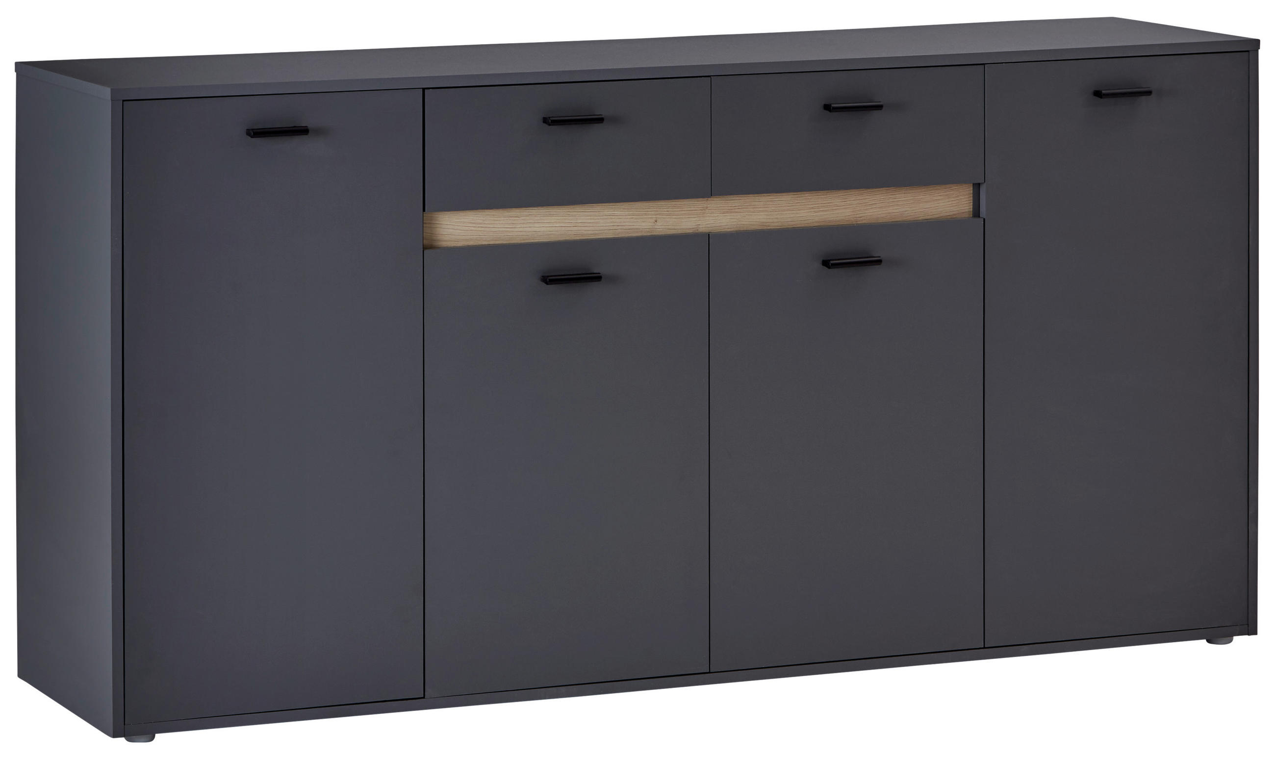 Kommode Mit Bügelgriff B: 183,4 Cm Slot 4t Dunkelgrau