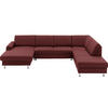WOHNLANDSCHAFT in Echtleder Brombeere  - Brombeere/Alufarben, Design, Leder/Metall (165/339/233cm) - Beldomo Premium