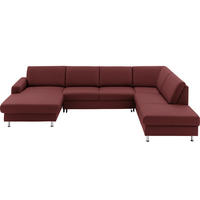 WOHNLANDSCHAFT in Echtleder Brombeere  - Brombeere/Alufarben, Design, Leder/Metall (165/339/233cm) - Beldomo Premium