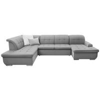 WOHNLANDSCHAFT inkl. Funktion Hellgrau Flachgewebe  - Silberfarben/Hellgrau, Design, Textil/Metall (208/342/145cm) - Cantus