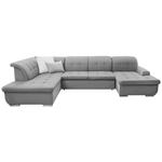 WOHNLANDSCHAFT in Flachgewebe Hellgrau  - Silberfarben/Hellgrau, Design, Textil/Metall (208/342/145cm) - Cantus