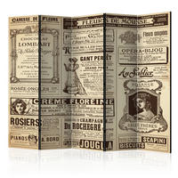 PARAVENT mit 5  Flügel - Dunkelbraun/Beige, Basics, Holz/Textil (225/172/3cm) - artgeist