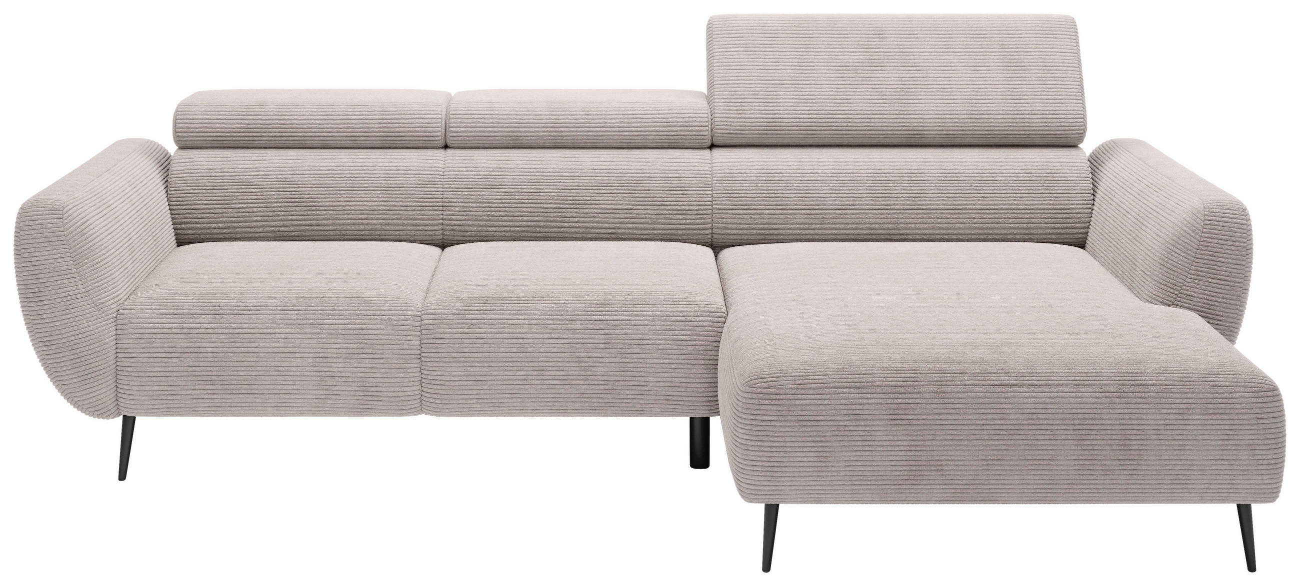 ECKSOFA in Cord Naturfarben  - Schwarz/Naturfarben, Konventionell, Textil/Metall (277/174cm) - Carryhome
