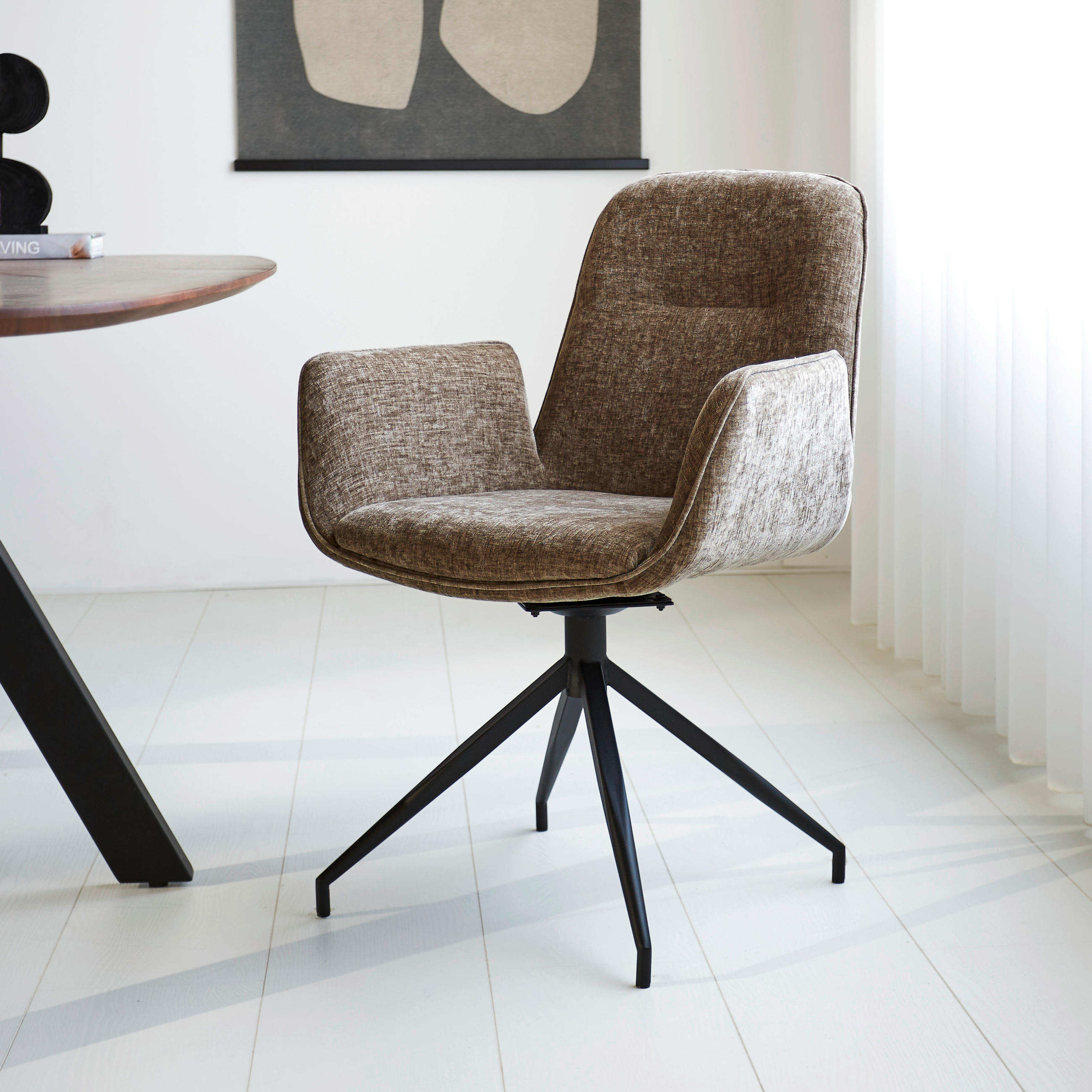 ŽIDLE S PODRUČKAMI, žinylka, šedohnědá - černá/šedohnědá, Moderní, kov/textil (61/89/62cm) - MID.YOU