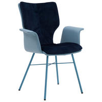 ARMLEHNSTUHL  in Samt Echtleder pigmentiert  - Dunkelblau/Hellblau, Design, Leder/Textil (48/91/60cm) - Bert Plantagie