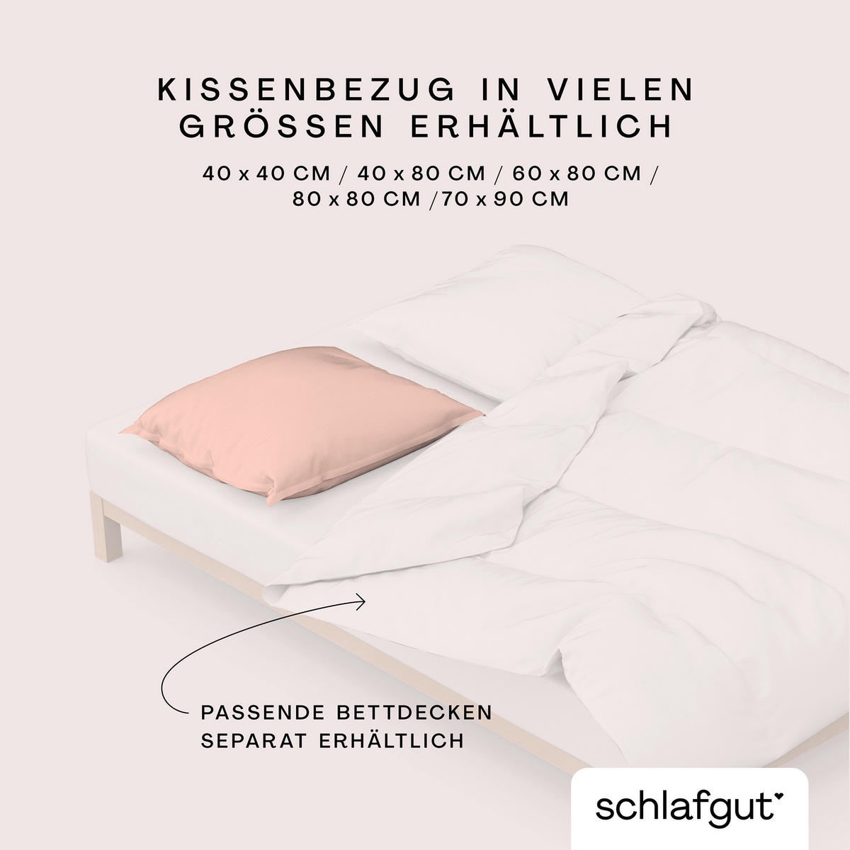 KOPFPOLSTERBEZUG WOVEN SATIN 70/90 cm  - Hellrot, Basics, Textil (70/90cm) - Schlafgut