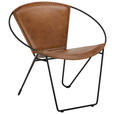 SESSEL in Echtleder Braun, Schwarz  - Schwarz/Braun, LIFESTYLE, Leder/Metall (68/70/62cm) - Landscape