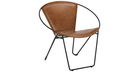 SESSEL in Echtleder Braun, Schwarz  - Schwarz/Braun, LIFESTYLE, Leder/Metall (68/70/62cm) - Landscape