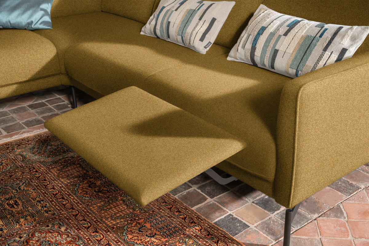 ECKSOFA in Flachgewebe, Struktur Gelb, Grün  - Anthrazit/Gelb, Design, Textil/Metall (230/254cm) - Johann Jakob