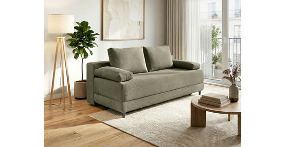 SCHLAFSOFA  mit Liegefunktion, Schlafen auf Sitzhöhe Cord Olivgrün  - Schwarz/Olivgrün, KONVENTIONELL, Holz/Textil (196/96/103cm) - Carryhome