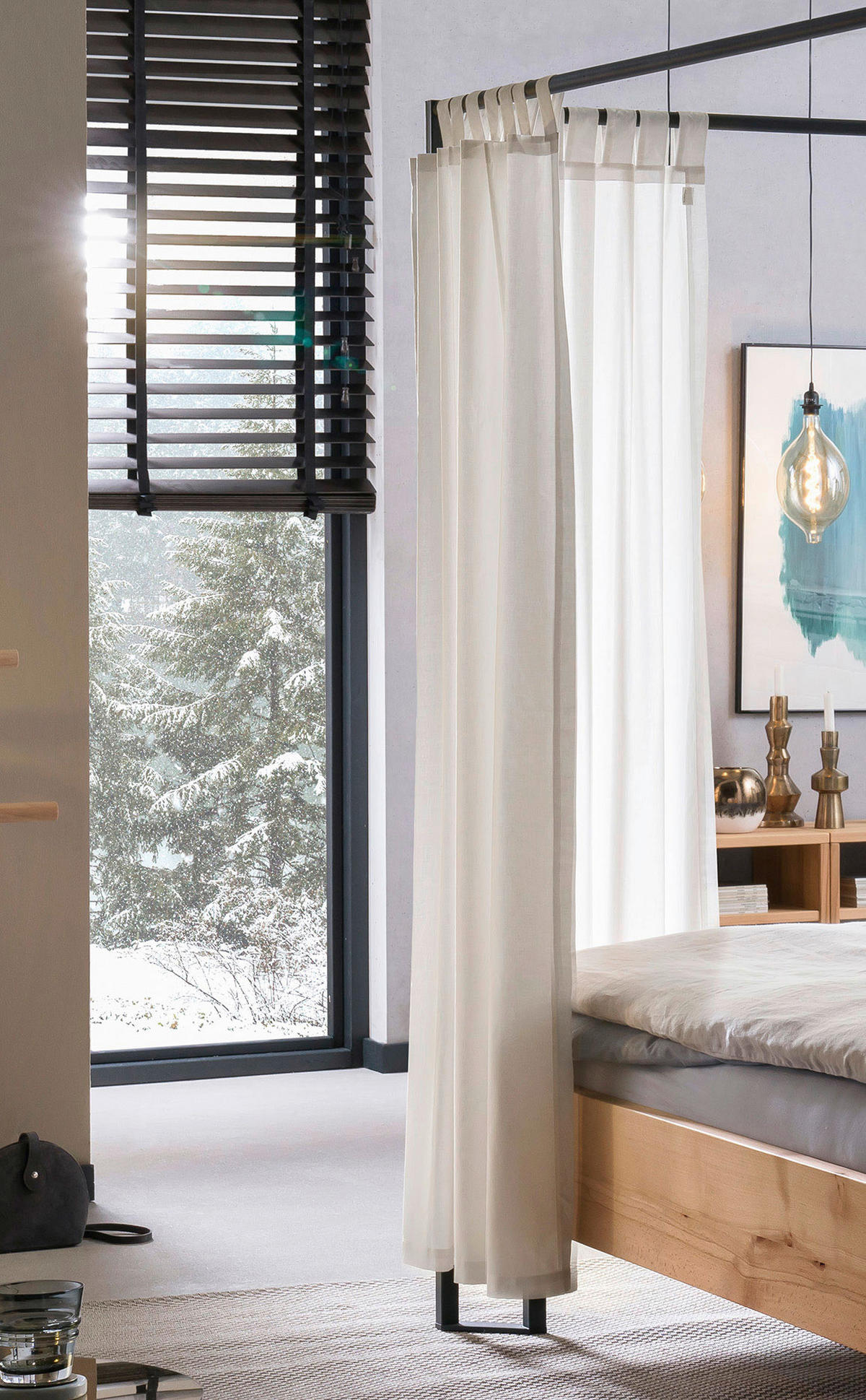 BETTVORHANG - Weiss, Design, Textil (272/185cm) - Hasena