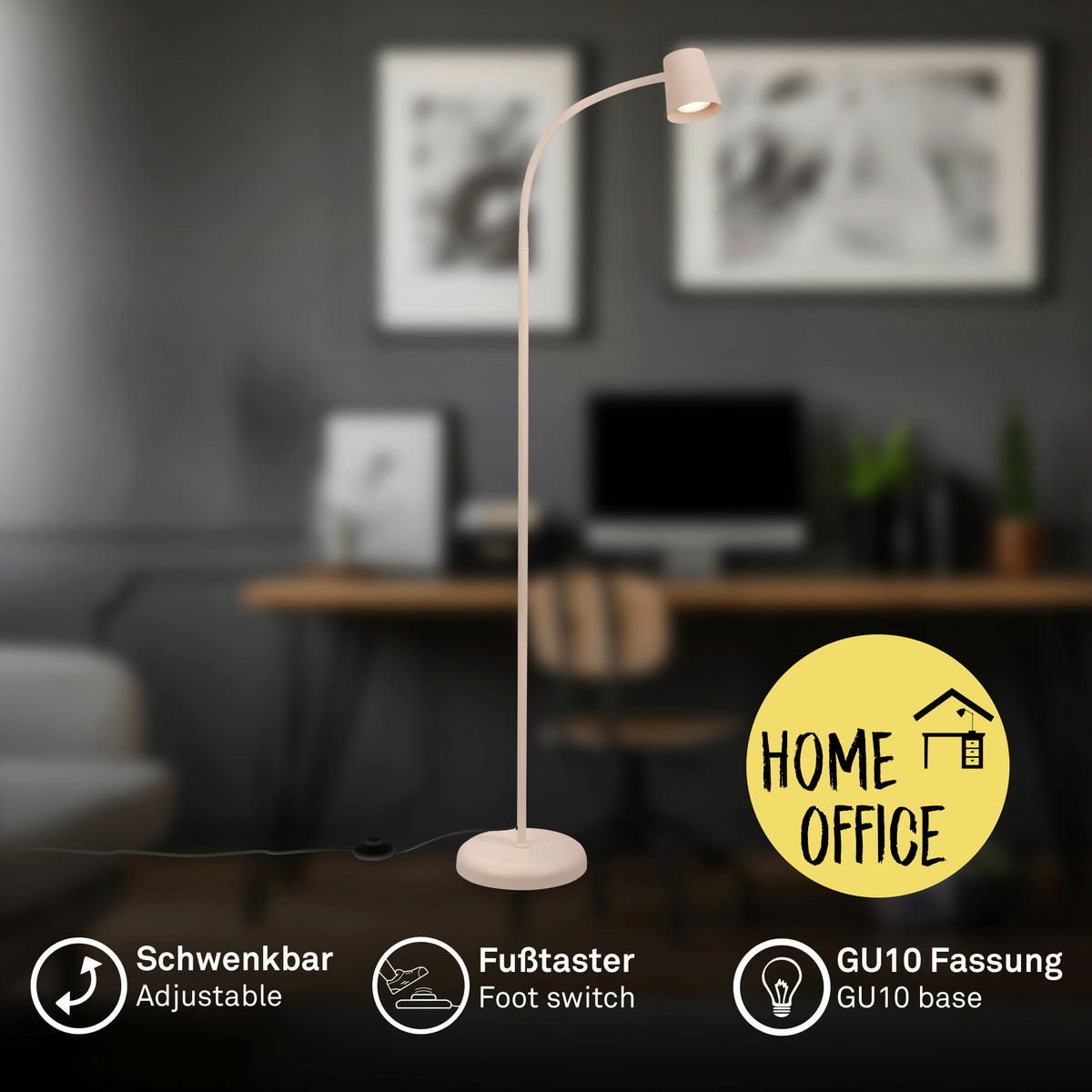 STOJACÍ LED SVÍTIDLO, GU10, 42,5/127,5 cm  - béžová, Basics, kov/plast (42,5/127,5cm)
