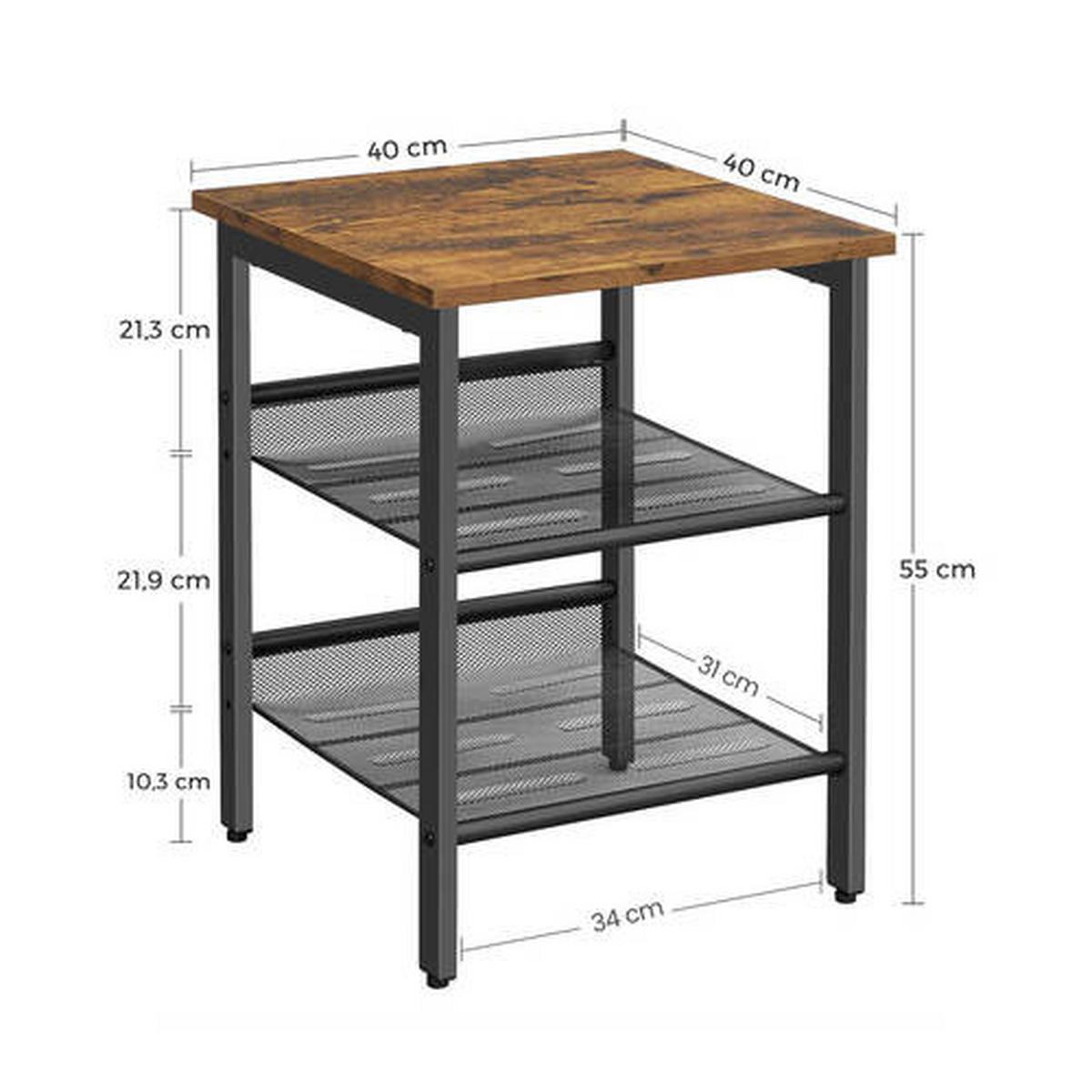 BEISTELLTISCH in Metall, Holzwerkstoff  - Schwarz/Braun, Trend, Holzwerkstoff/Metall (40/55/40cm) - Boxxx