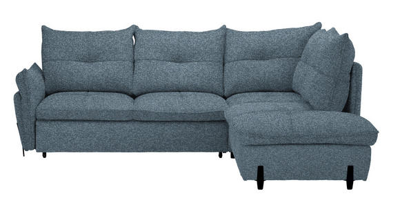 ECKSOFA in Bouclé Blau  - Blau/Schwarz, Design, Textil/Metall (250/220cm) - Xora