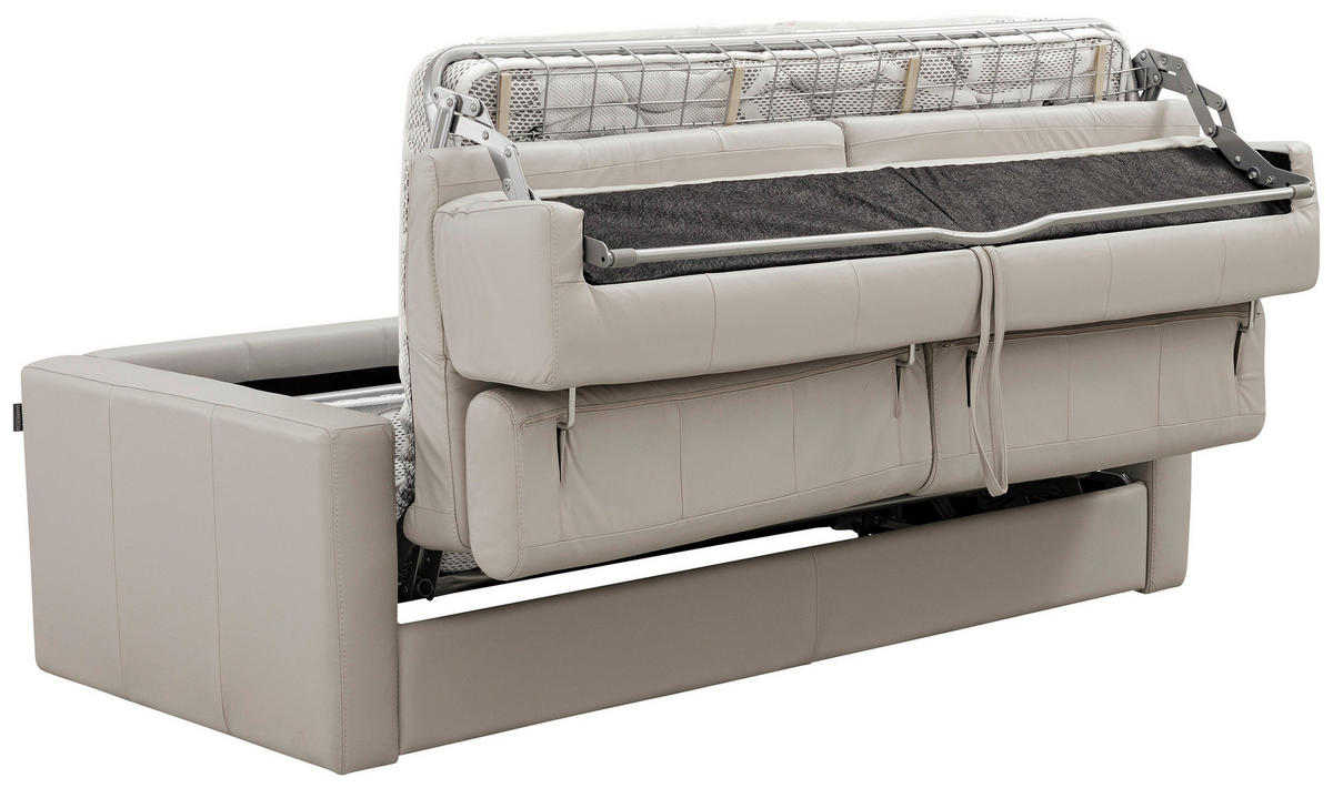 SCHLAFSOFA Creme Echtleder  - Creme/Schwarz, Design, Leder/Kunststoff (185/93/98cm) - Novel