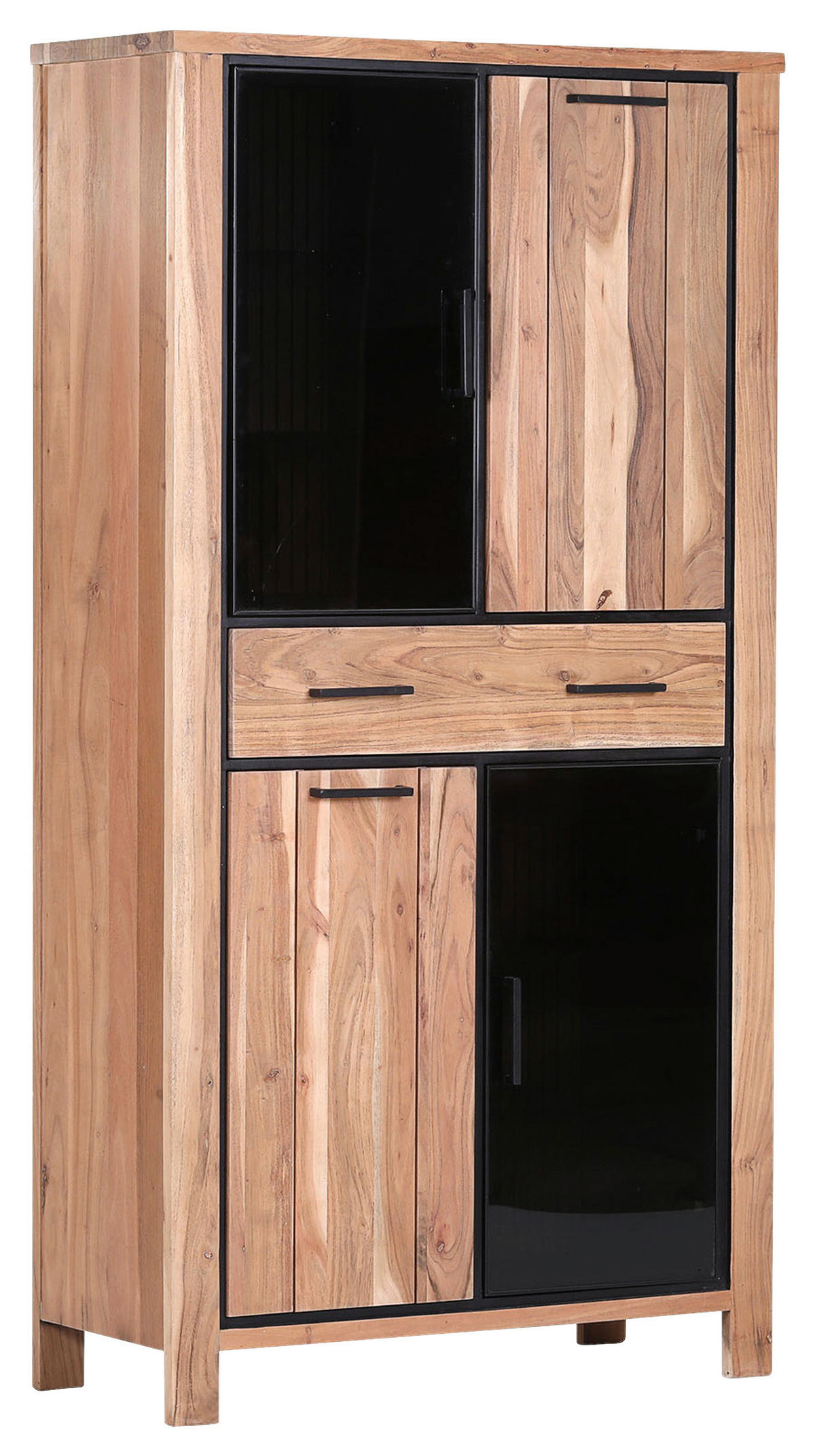 VITRINE  in massiv Akazie Akaziefarben - Schwarz/Akaziefarben, LIFESTYLE, Glas/Holz (100/190/44cm) - Landscape