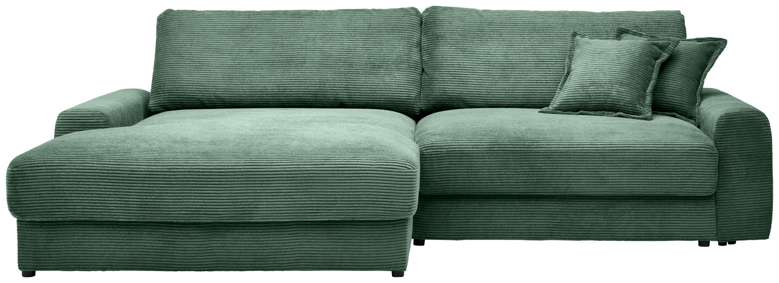 ECKSOFA Dunkelgrün Cord - Dunkelgrün/Schwarz, MODERN, Kunststoff/Textil (180/300cm) - Carryhome