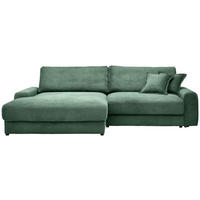 ECKSOFA in Cord Dunkelgrün  180/300 cm  - Dunkelgrün/Schwarz, MODERN, Kunststoff/Textil (180/300cm) - Carryhome