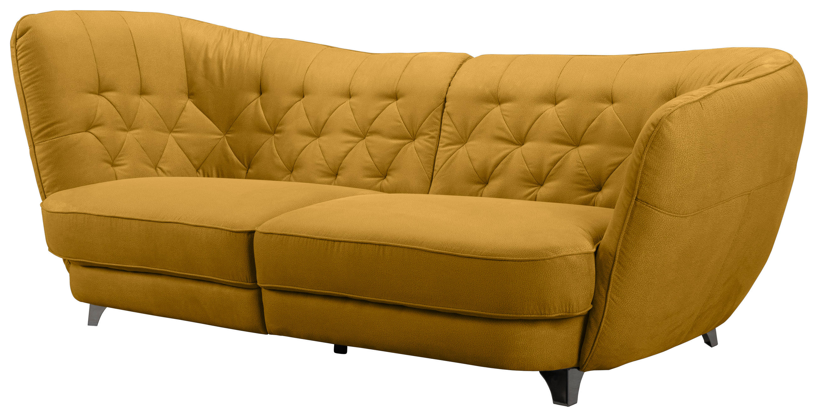 BIGSOFA Flachgewebe Currygelb  - Chromfarben/Currygelb, MODERN, Textil/Metall (256/85/115cm) - MID.YOU