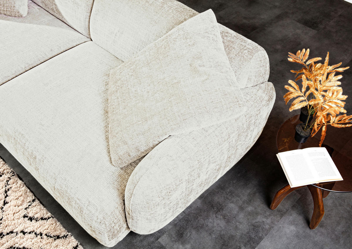 BIGSOFA Chenille Creme  - Creme/Schwarz, MODERN, Kunststoff/Textil (270/112/125cm) - Carryhome